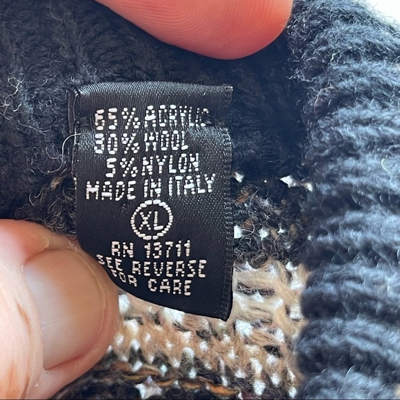 1980s-1990s Vintage Blue and Brown Knitted Pull Over Crew  Mens Size XL - Picture 14 of 14